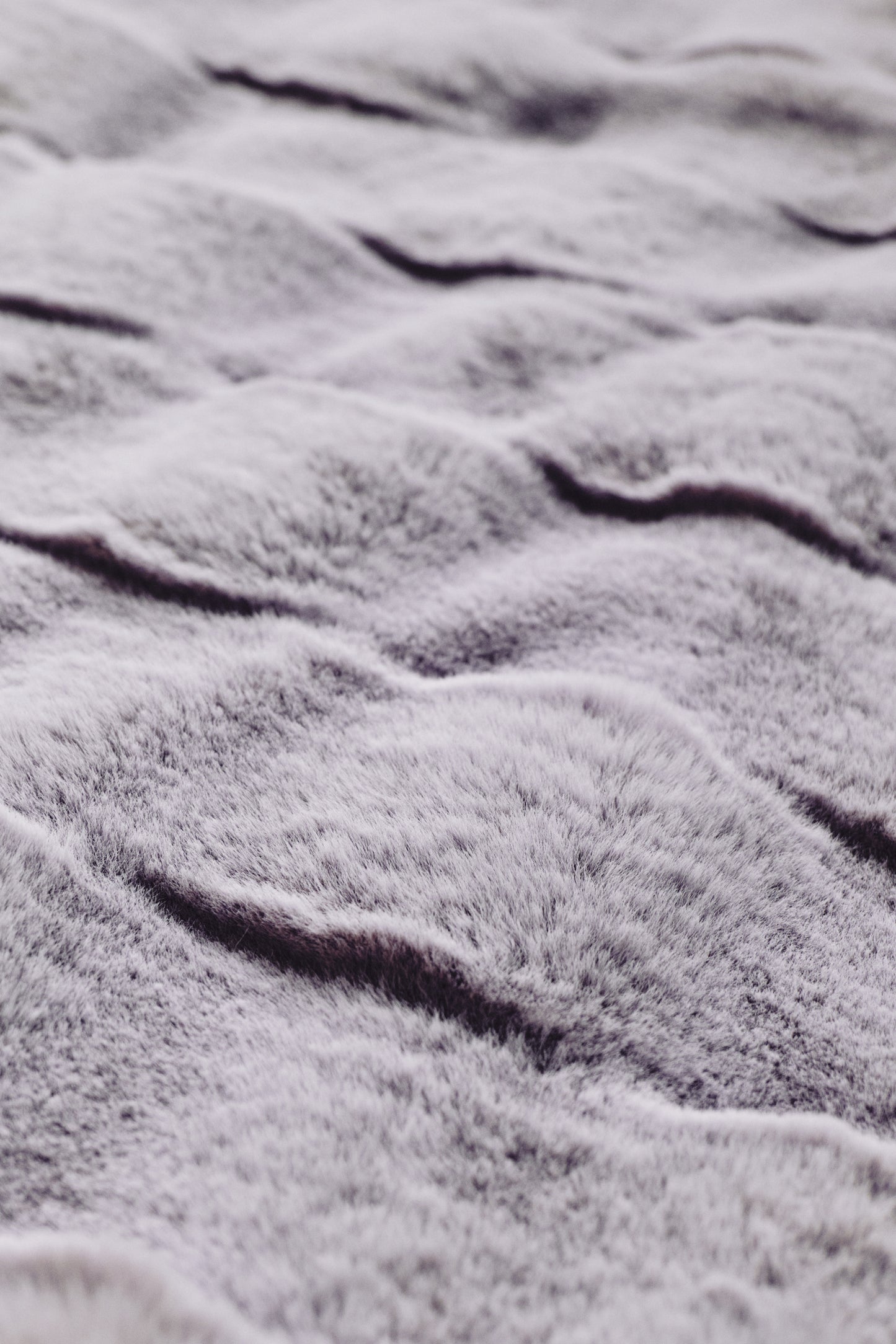 A luxurious purple throw with a smooth gradient from rich plum to blush tones, showcasing a plush, velvety texture and subtle wavy embossing, radiating serene sophistication.